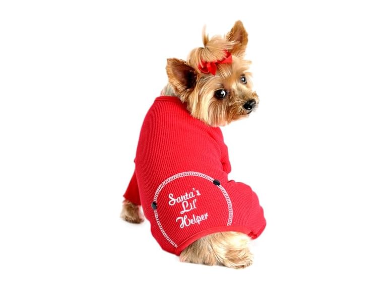 DOGGIE DESIGN Santa's Lil Helper Holiday Dog Pajama, Red