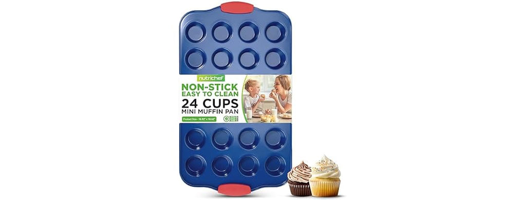 NutriChef 17” Nonstick Mini Muffin Pan Blue