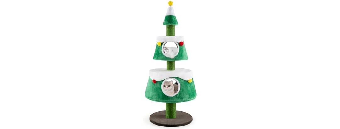 PETSITE 60 inch Cat Christmas Tree, Cute Cat Tower
