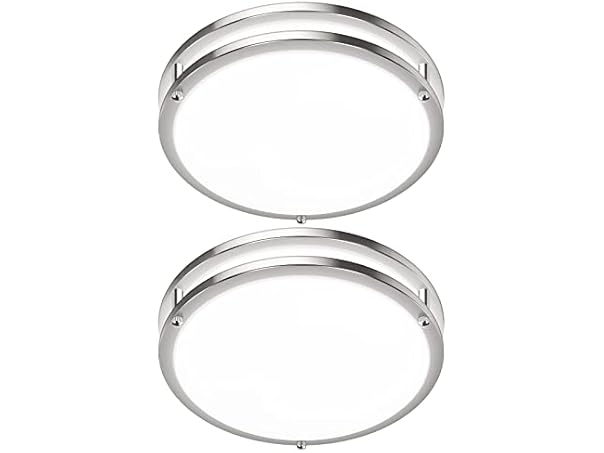 GoBright 2Pk 12" LED Ceiling Light, Nickel