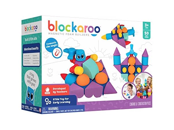 Blockaroo Magnetic Foam Building Blocks - 50-Piece Set