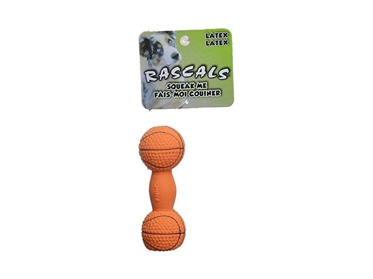 Rascals 4" Basketball Dumbbell Latex Dog Toy