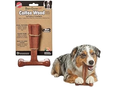 SPOT Bam-Bones Plus Coffee Wood T-Bone Dog Chew Toy, Beef