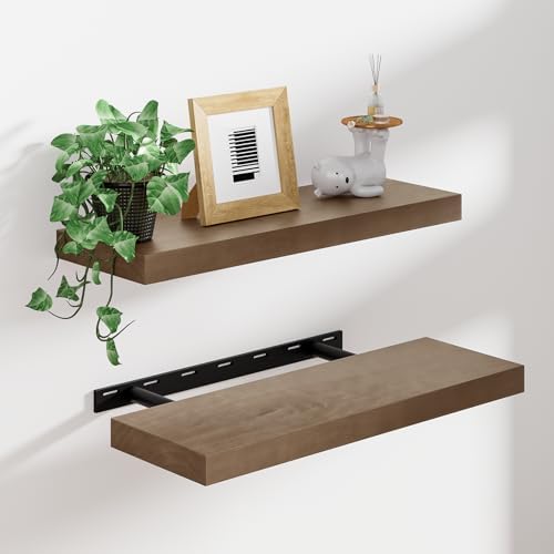 Heimlove Walnut Floating Shelves Set of 2