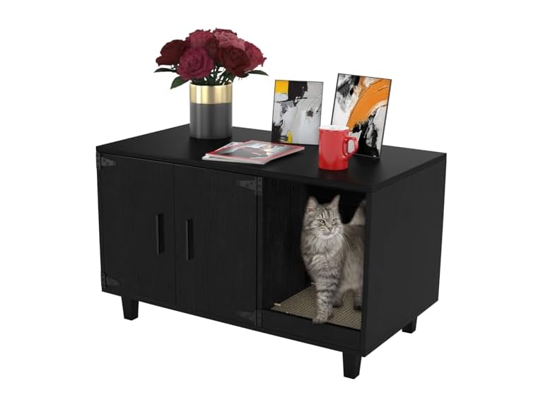 GDLF Modern Wood Pet Crate Cat Washroom Hidde