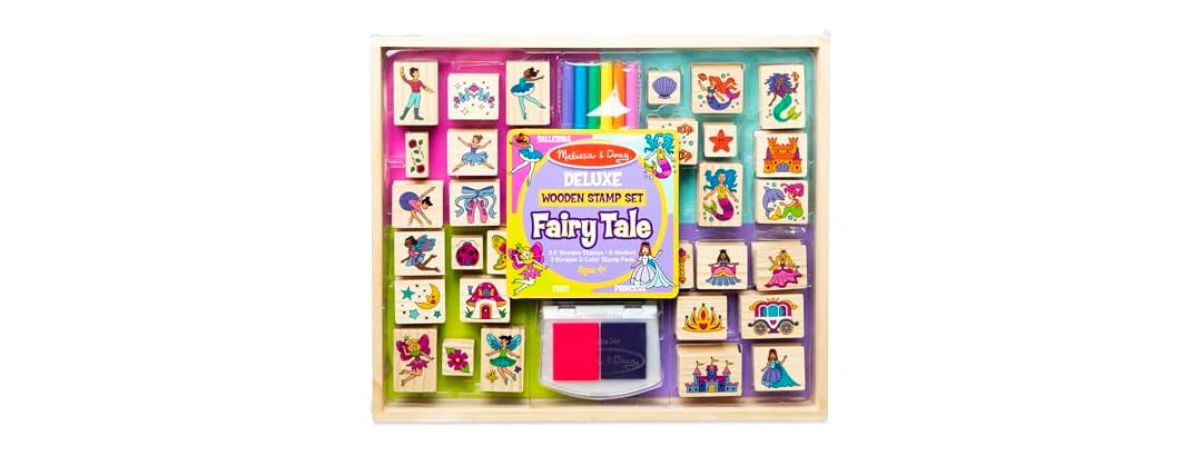 Melissa & Doug Deluxe Wooden Stamp and Coloring Set