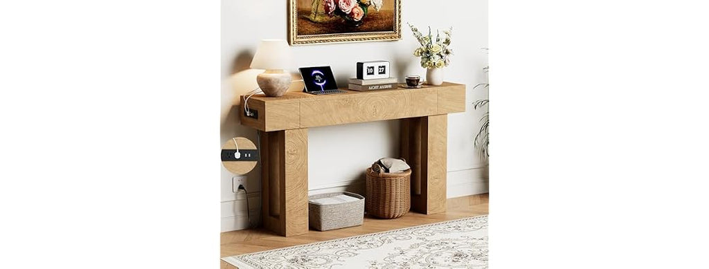 63" Long Console Table w/Outlets & USB Ports