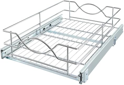 D Single-Tier Wire Pull Out Kitchen and Bath Storage Basket w