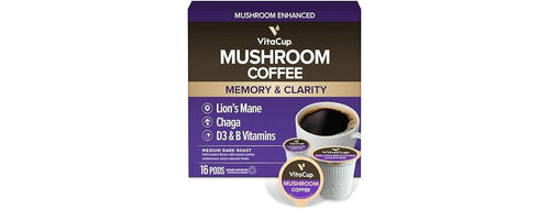 16CT VitaCup Mushroom Coffee Pods, Boost Focus