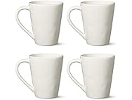 Linen Cream 14 oz Stoneware Mugs Set of 4