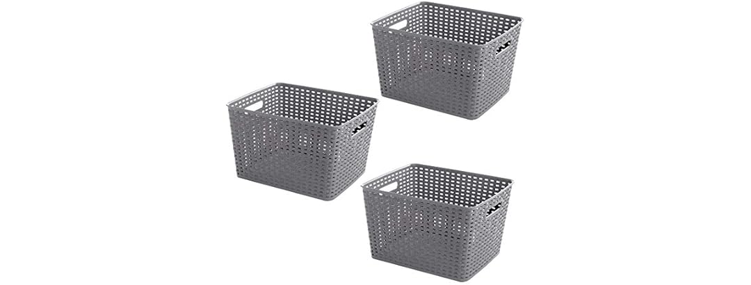 Woven Plastic Storage Baskets 3-Pack