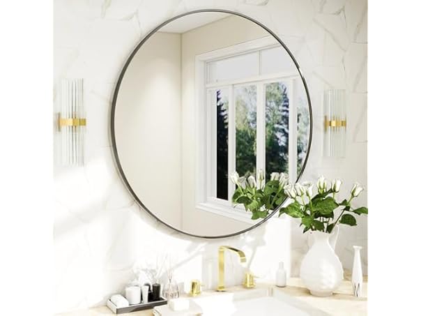 24 Inch Round Mirror, Metal Frame