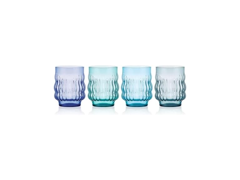 Mikasa Waves Colorful Optic Stackable Rocks Glasses, Set of 4