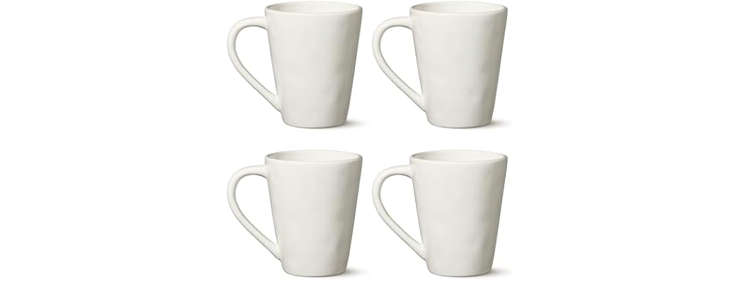 Linen Cream 14 oz Stoneware Mugs Set of 4
