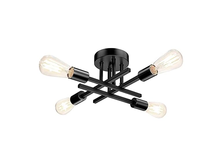 TOBUSA Semi Flush Mount Ceiling Light Fixture Matte Black
