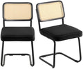 Rattan Dining Chairs Set of 2, Mid Century