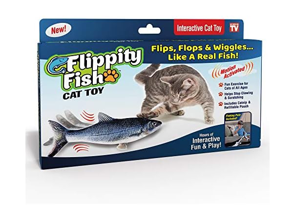 Ontel Flippity Fish Interactive Cat Toy with Catnip