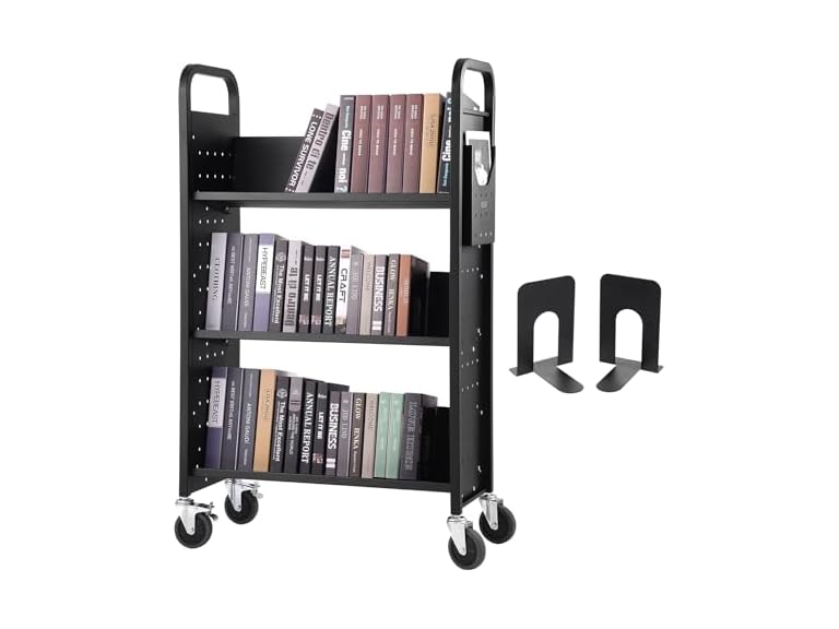 Book Cart, 330 lbs Library Cart, 31.1" x 15.2"