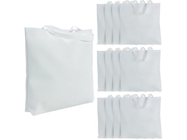 Fun Express DIY White Poly Tote Bags 12Pk
