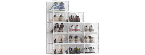 12-Pack Stackable Shoe Storage Boxes
