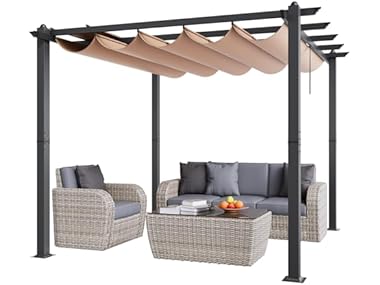 10'x10' Outdoor Retractable Pergola with Canopy