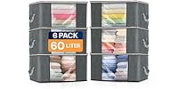 6 Pack 60L Clothes Storage Bags
