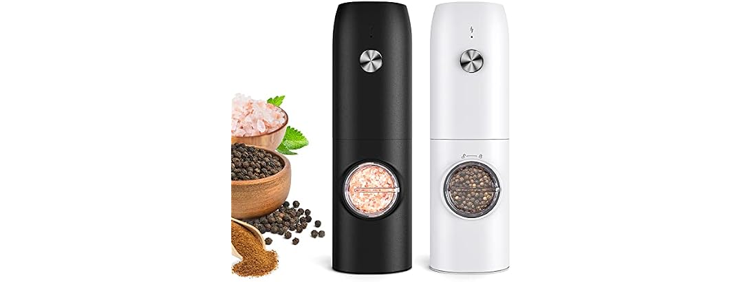 FRTONYI Salt and Pepper Grinder Set, Black and White