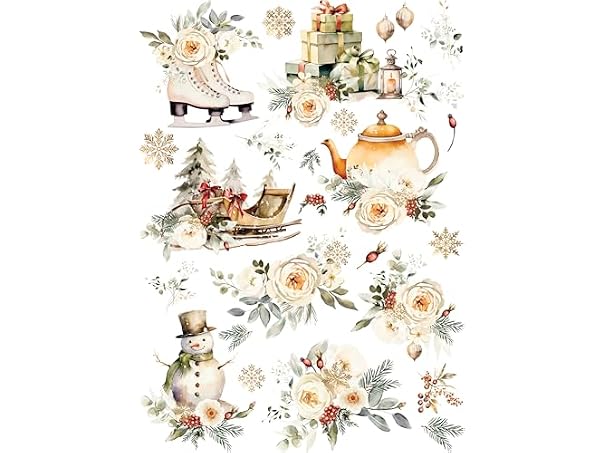 Craft Kreatively White Christmas Rice Paper, 11.5 x 1