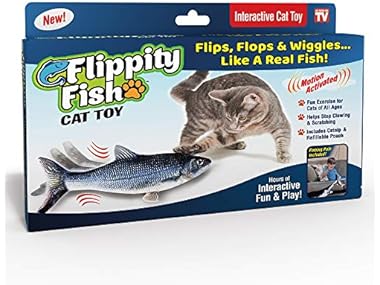 Ontel Flippity Fish Interactive Cat Toy with Catnip