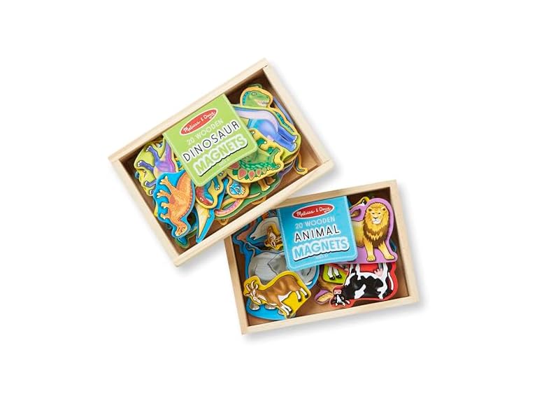 Melissa & Doug Wooden Magnets Set - Animals and Dinosaurs