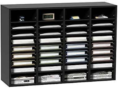 Wood Literature Organizer, 36 Compartments, File