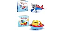 Green Toys Tugboat & Board Book & Airplane Board Book Bundle