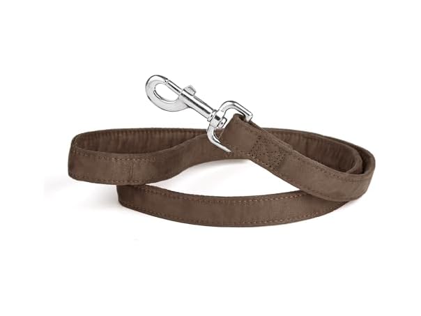 Dogline Comfort Microfiber Flat Leash for Dogs, Brown