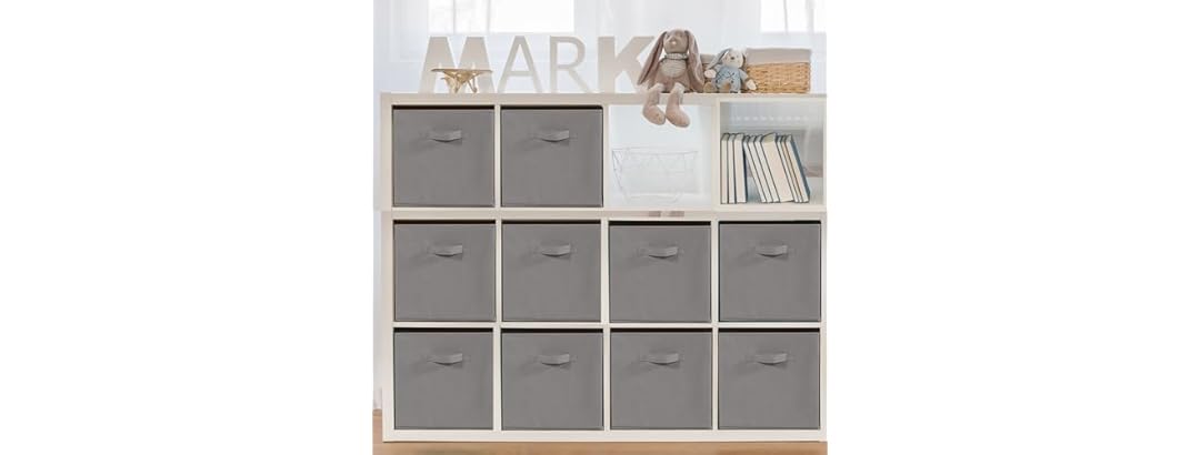 STORAGEIDEAS 11x11 Storage Bins, Set of 10 Grey