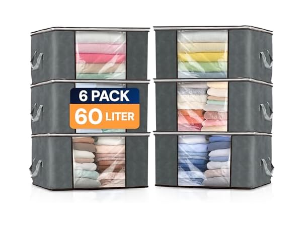 6 Pack 60L Clothes Storage Bags