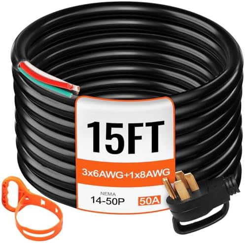 15 ft 50A RV Camp Power Cord Generator Cord