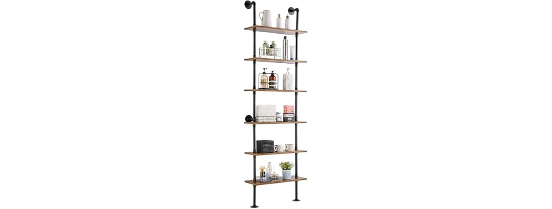 Industrial Pipe Shelf, 6 Tier 24x9.84in