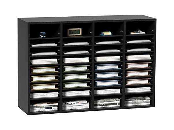 Wood Literature Organizer, 36 Compartments, File