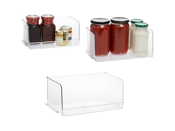 SIMPLEMADE Clear Refrigerator Organizer Bins Pack of 3