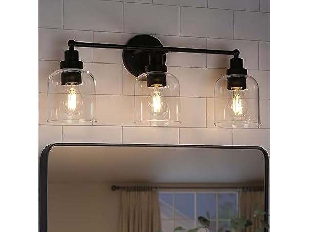GEPOW Bathroom Wall Light Fixtures, 3-Light Black