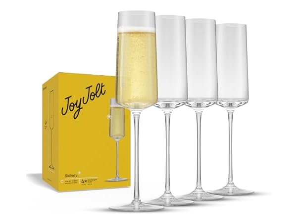 JoyJolt Sidney Champagne Flutes, Set of 4