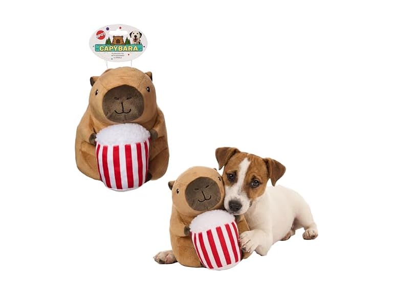 SPOT Capybara with Popcorn Plush Dog Toy