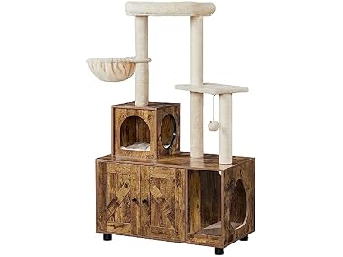 Yaheetech Litter Box Enclosure with Cat Tree,