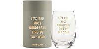 Santa Barbara Design Studio Holiday Stemless Wine Glass Gold Foil