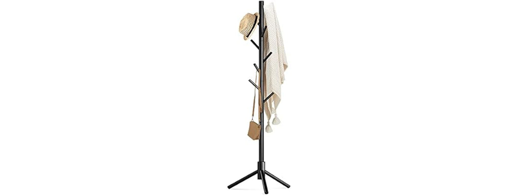 Wooden Coat Rack Stand With 8 Hooks