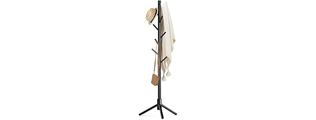 Wooden Coat Rack Stand With 8 Hooks