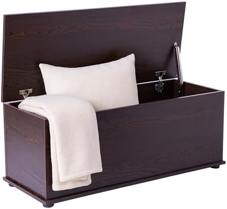 Basicwise Wooden End of Bed Storage Chest Brown
