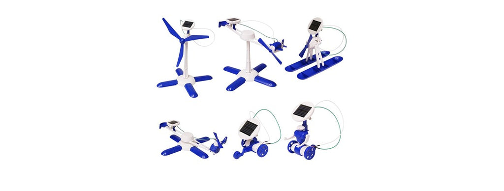 DIY Blue 6-in-1 Educational Solar Robot