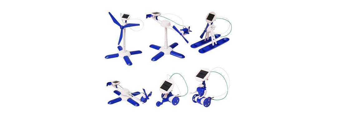 DIY Blue 6-in-1 Educational Solar Robot
