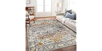 CHAMPLANT Tan/Gray Floral Print Area Rug